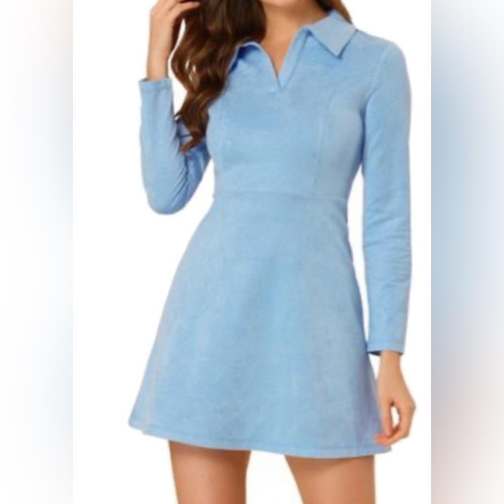 Allegra K Long Sleeve Collared Dress